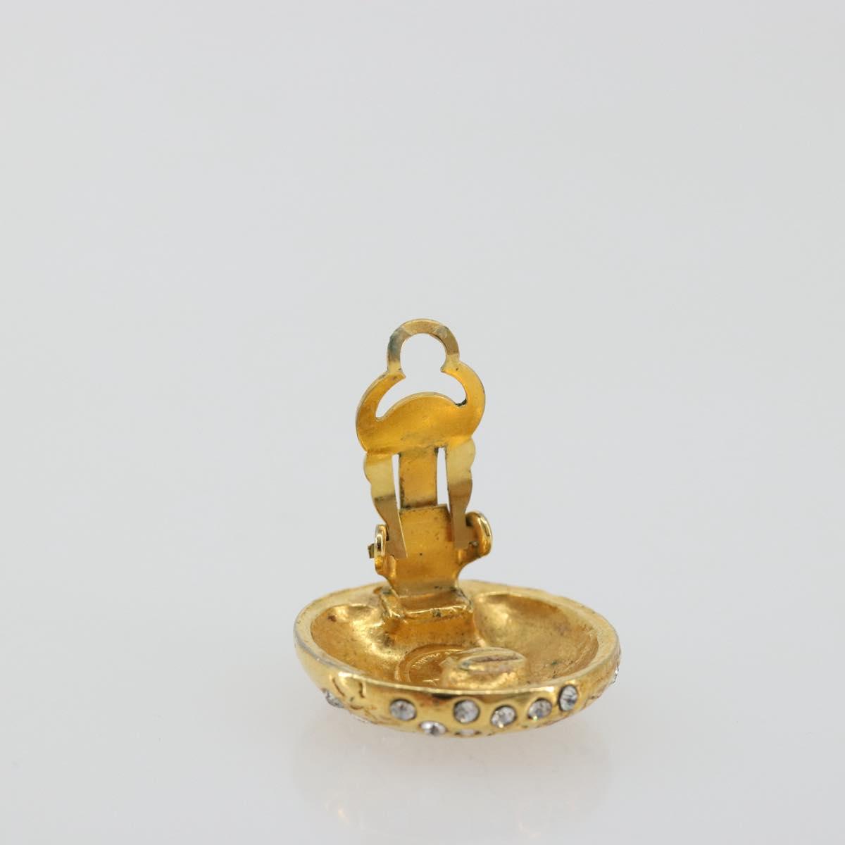 CHANEL Earring Metal Gold Tone CC Auth 198843