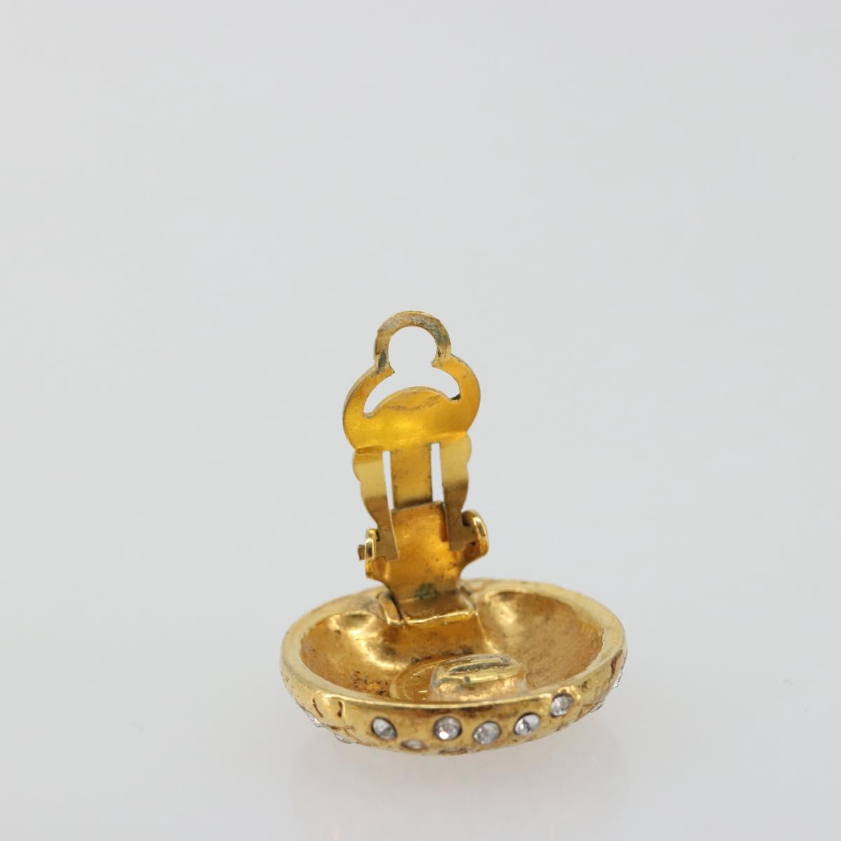 CHANEL Earring Metal Gold Tone CC Auth 198843