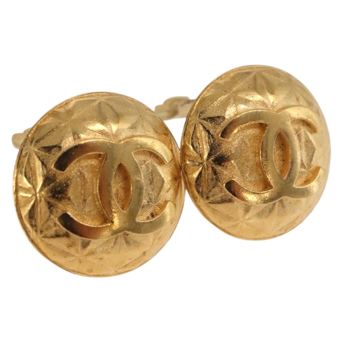 CHANEL Earring metal Gold Tone CC Auth 198844V