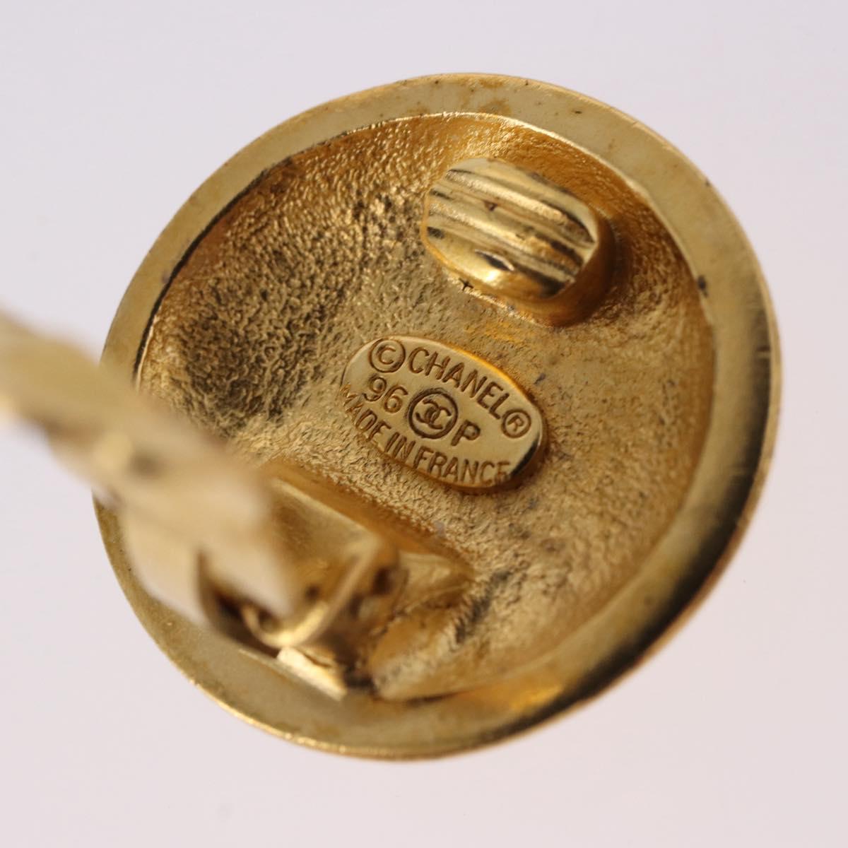 CHANEL Earring metal Gold Tone CC Auth 198844V