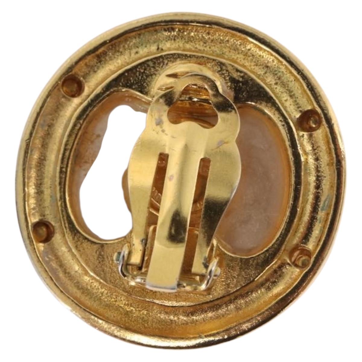 CHANEL Pearl Earring metal Gold Tone CC Auth 198846