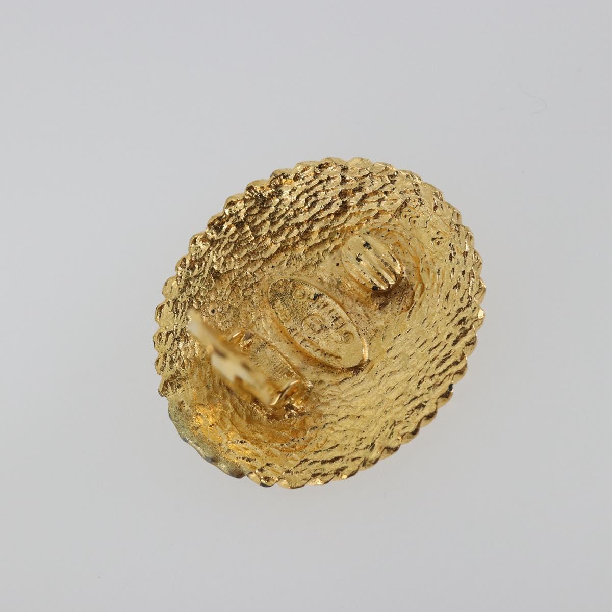 CHANEL Knight Earring Metal Gold Tone CC Auth 198847