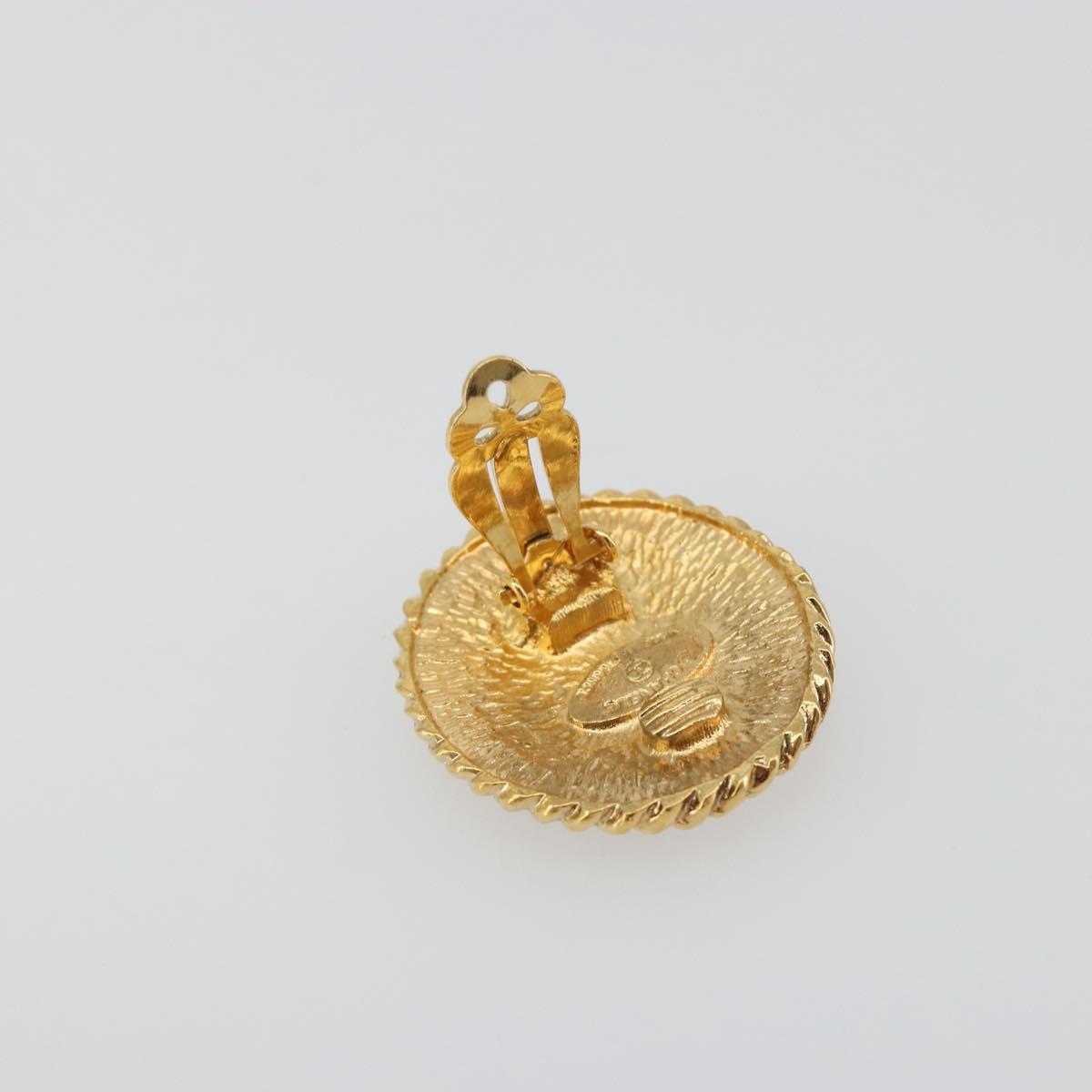 CHANEL Knight Earring Metal Gold Tone CC Auth 198847