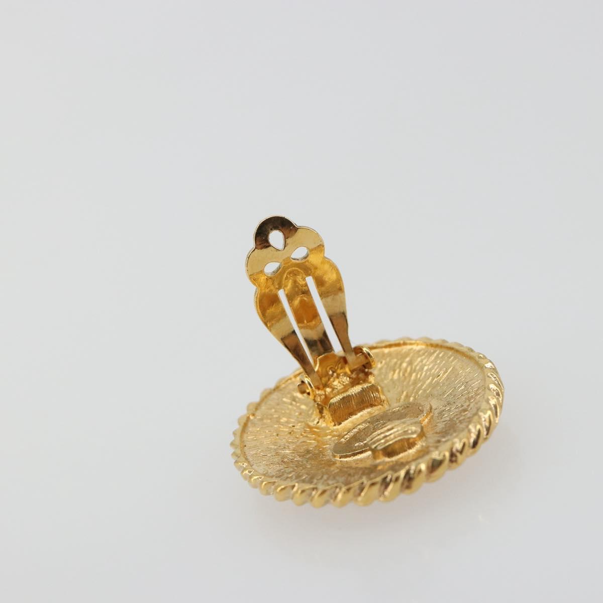 CHANEL Knight Earring Metal Gold Tone CC Auth 198847