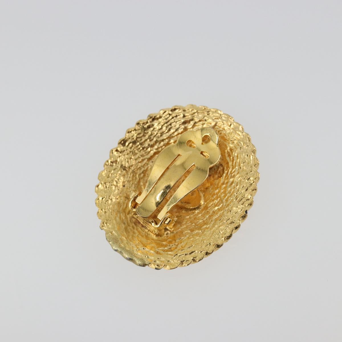 CHANEL Knight Earring Metal Gold Tone CC Auth 198847