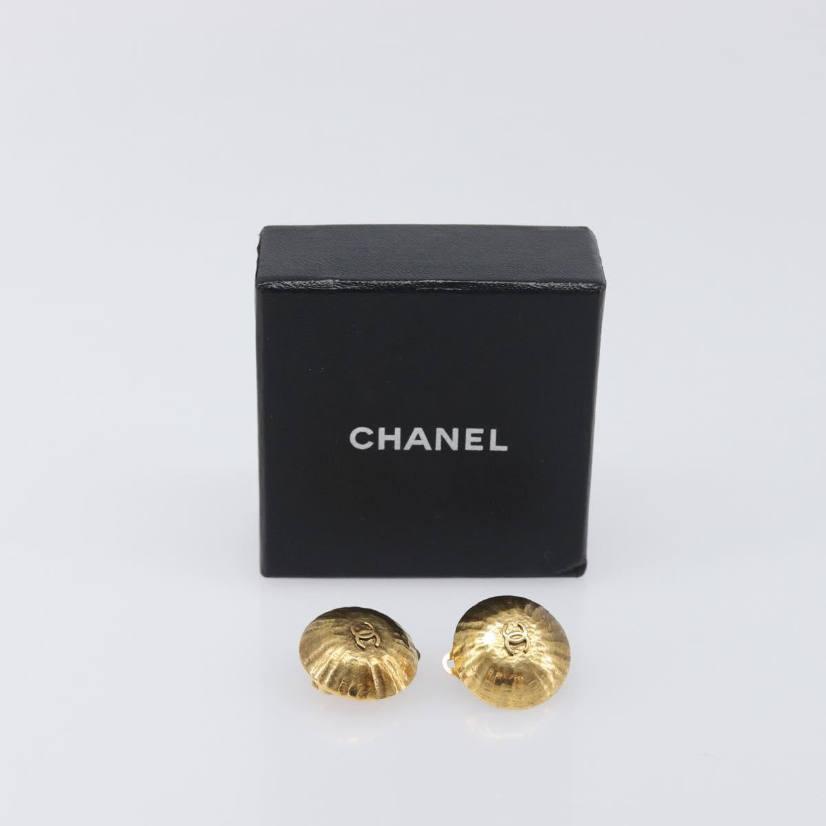 CHANEL Earring Metal Gold Tone CC Auth 198848V