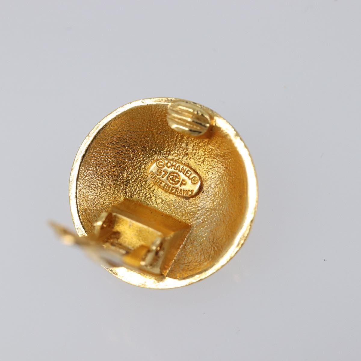 CHANEL Earring Metal Gold Tone CC Auth 198848V