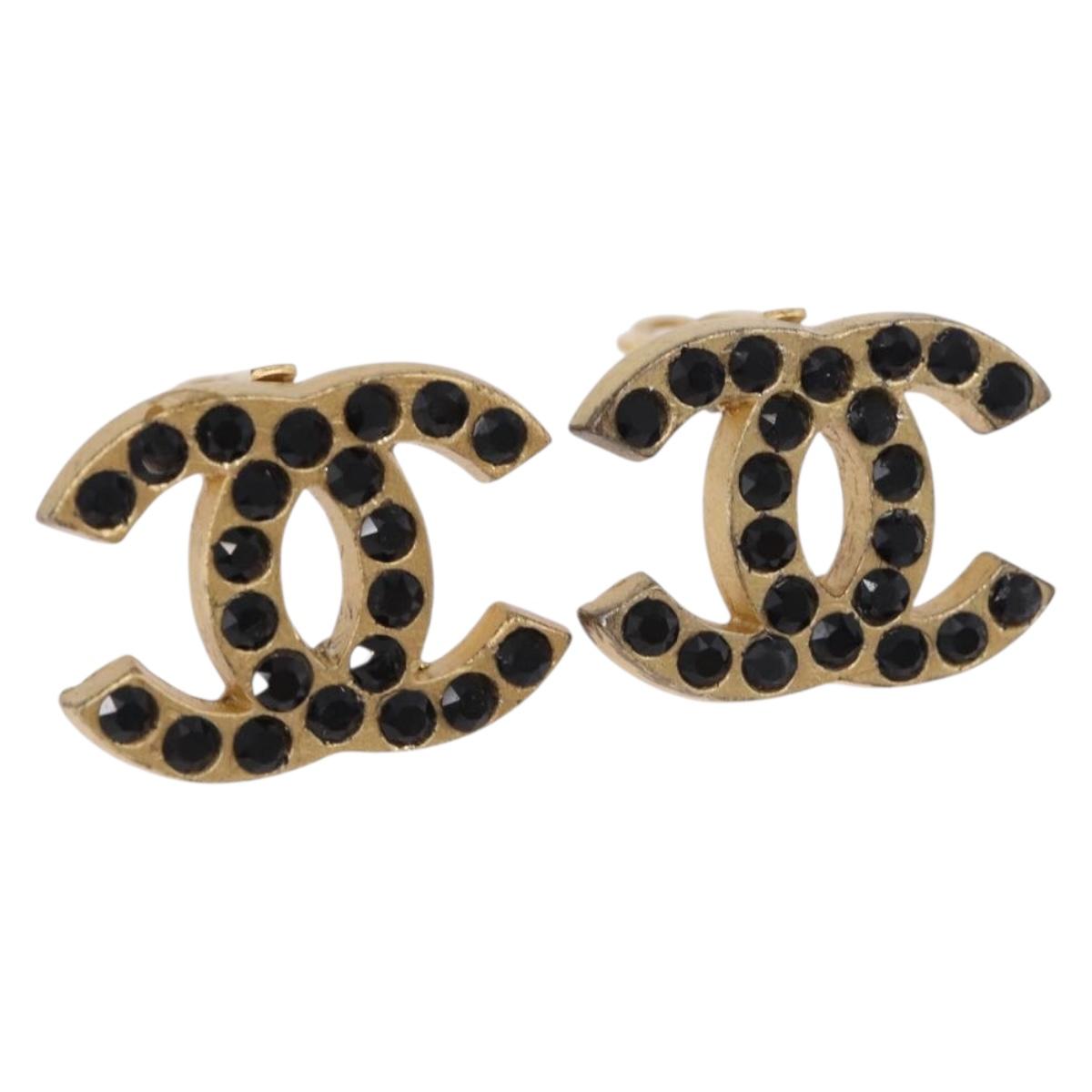 CHANEL Earring metal Gold Tone CC Auth 198849V