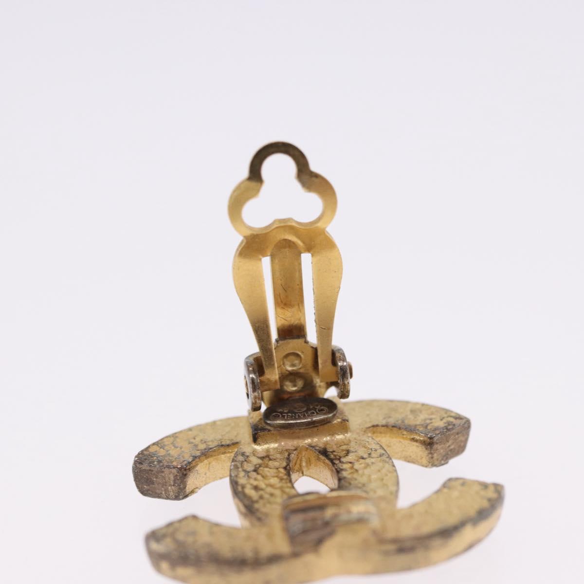 CHANEL Earring metal Gold Tone CC Auth 198849V