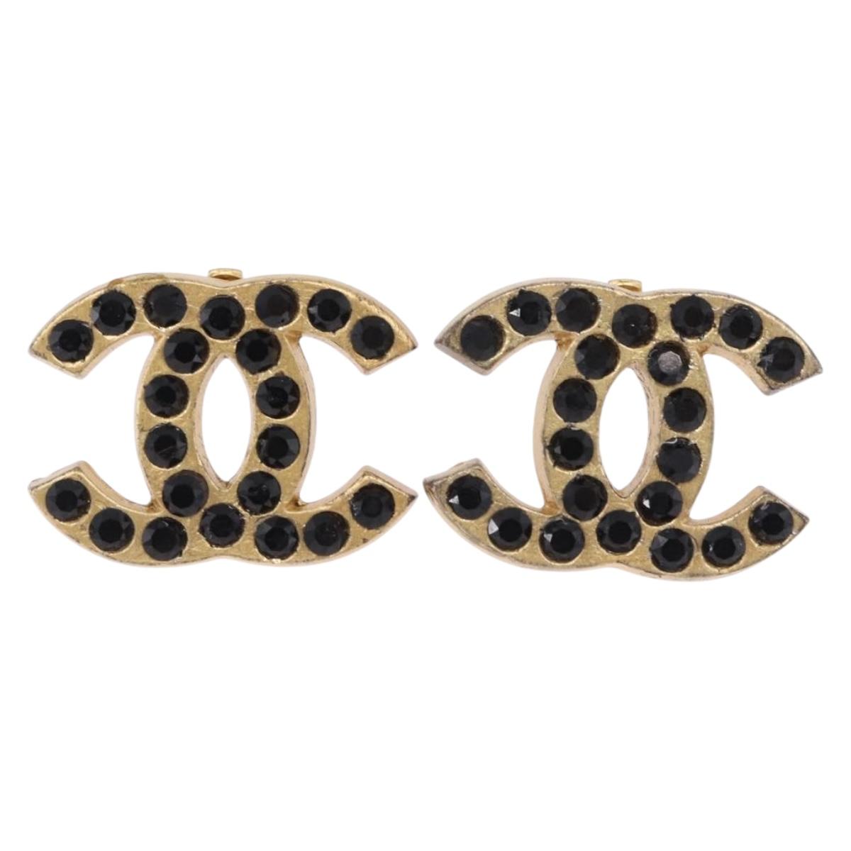CHANEL Earring metal Gold Tone CC Auth 198849V