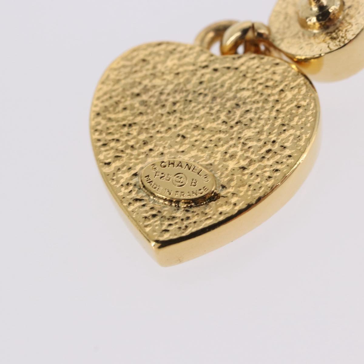 CHANEL Coco Heart Pierce metal Gold Tone CC Auth 198850V
