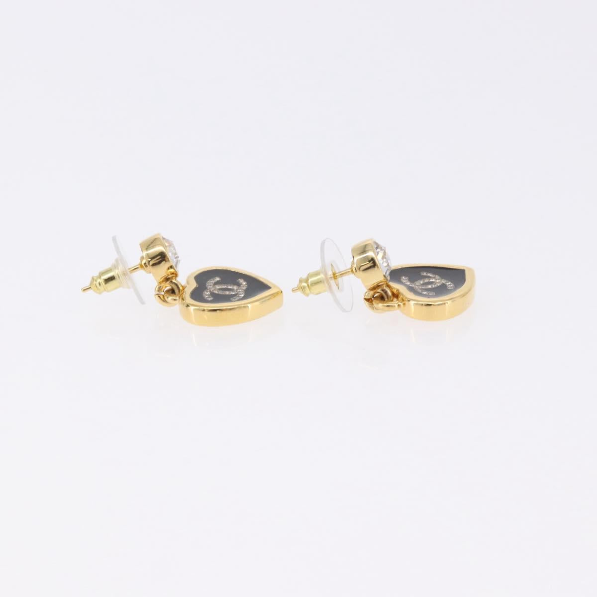 CHANEL Coco Heart Pierce metal Gold Tone CC Auth 198850V