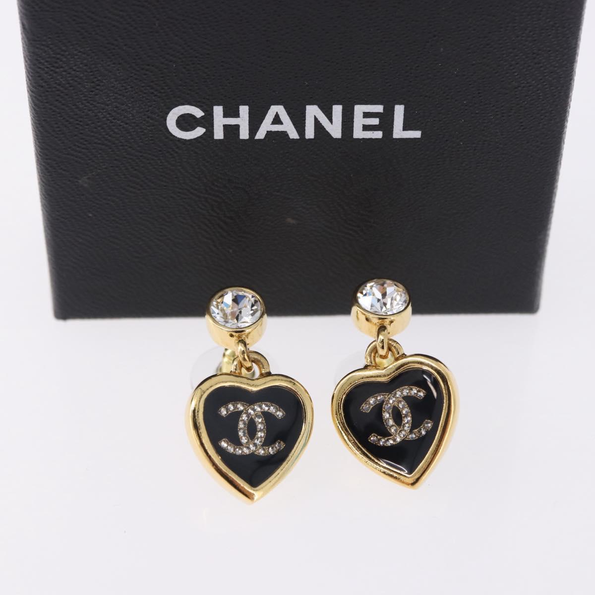 CHANEL Coco Heart Pierce metal Gold Tone CC Auth 198850V