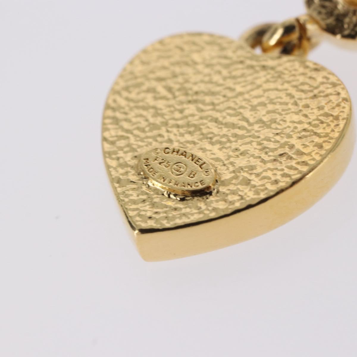 CHANEL Coco Heart Pierce metal Gold Tone CC Auth 198850V