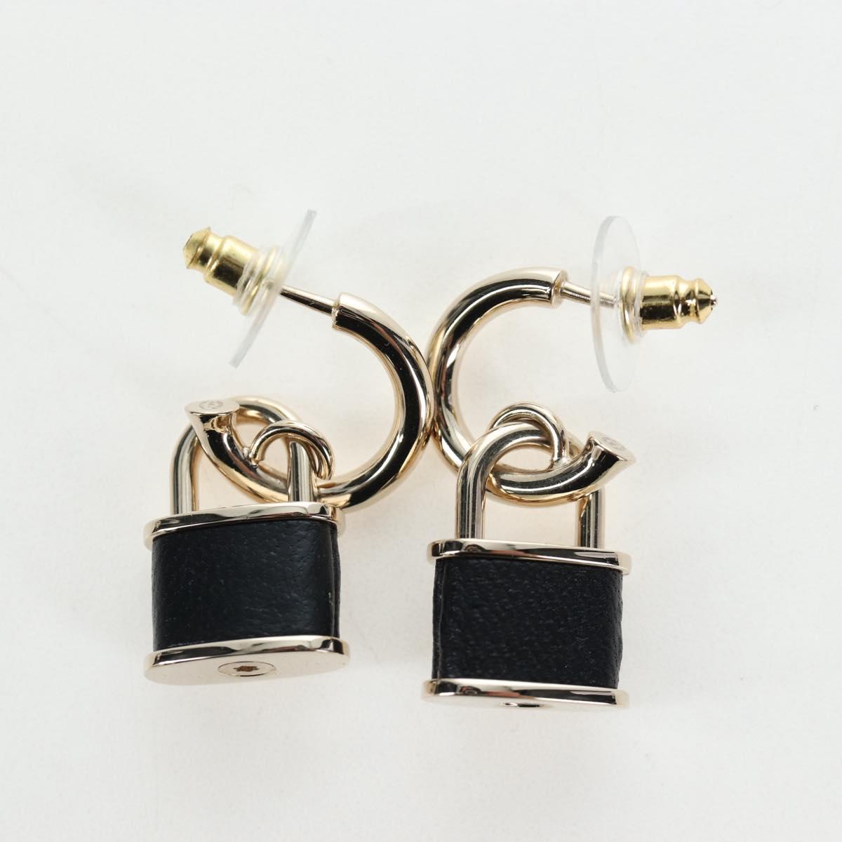 CHANEL Push Lock Coco Earring metal Gold Tone CC Auth 198851M