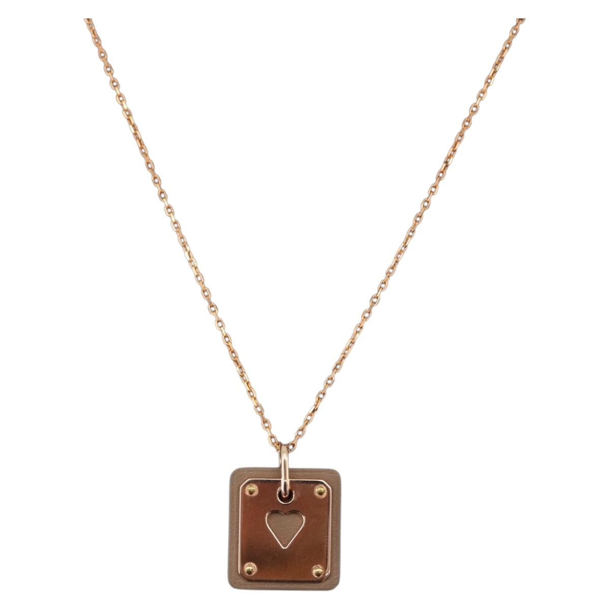 HERMES Asdu Cool PM Necklace metal Brown Auth 198852V
