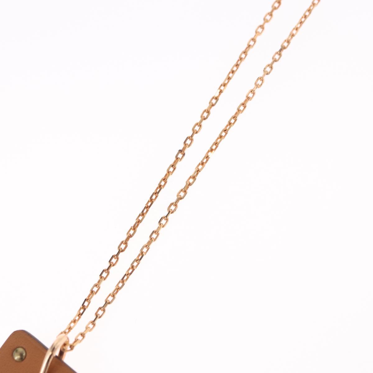 HERMES Asdu Cool PM Necklace metal Brown Auth 198852V