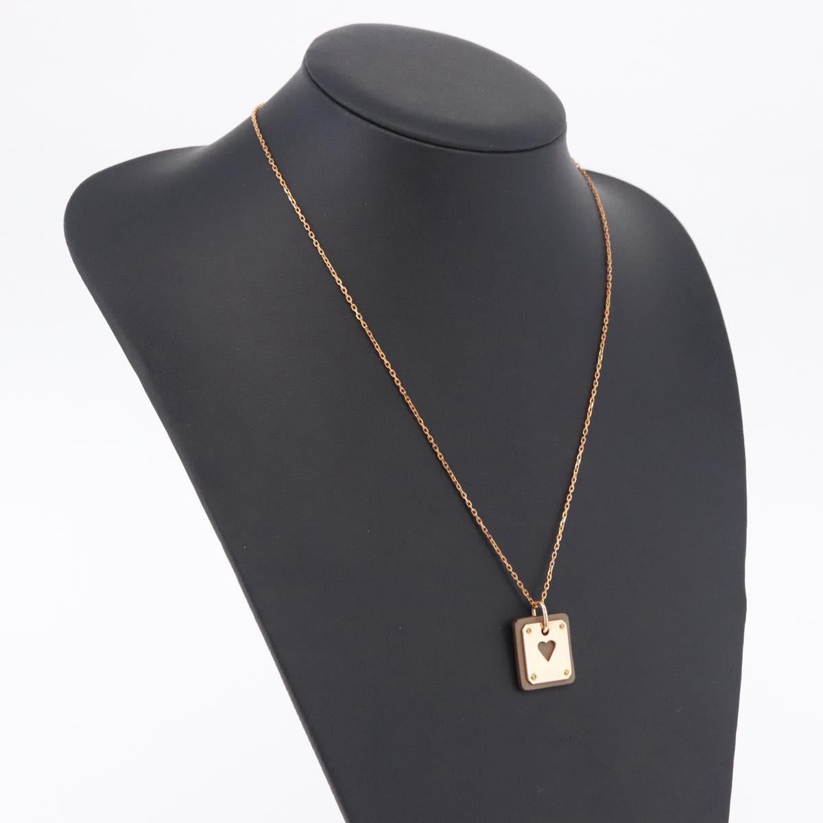 HERMES Asdu Cool PM Necklace metal Brown Auth 198852V