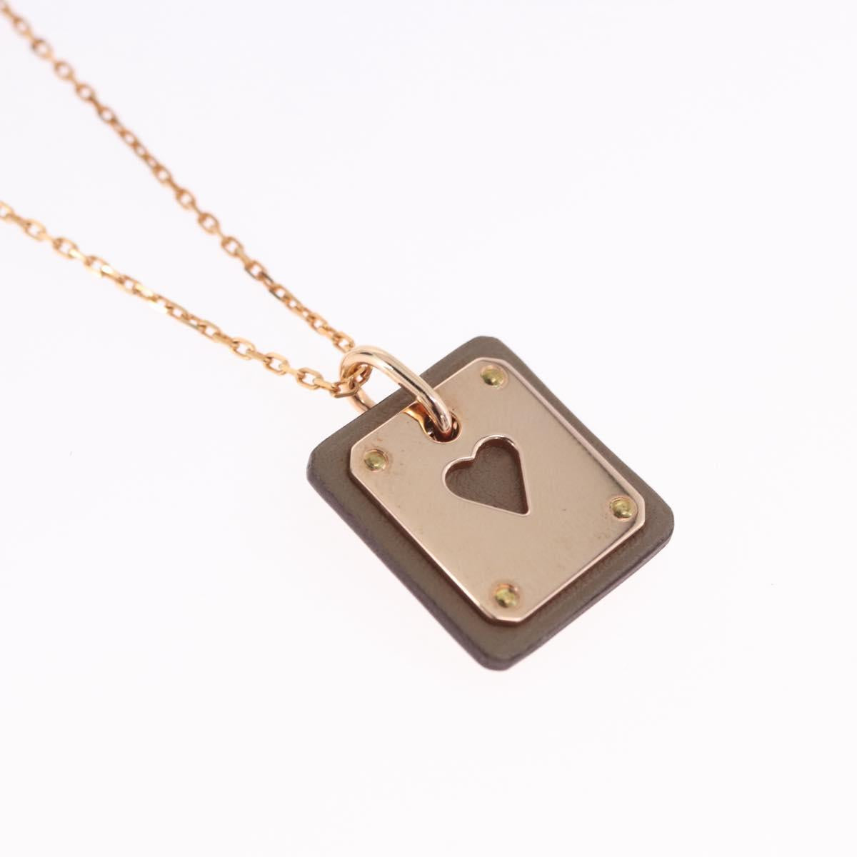 HERMES Asdu Cool PM Necklace metal Brown Auth 198852V