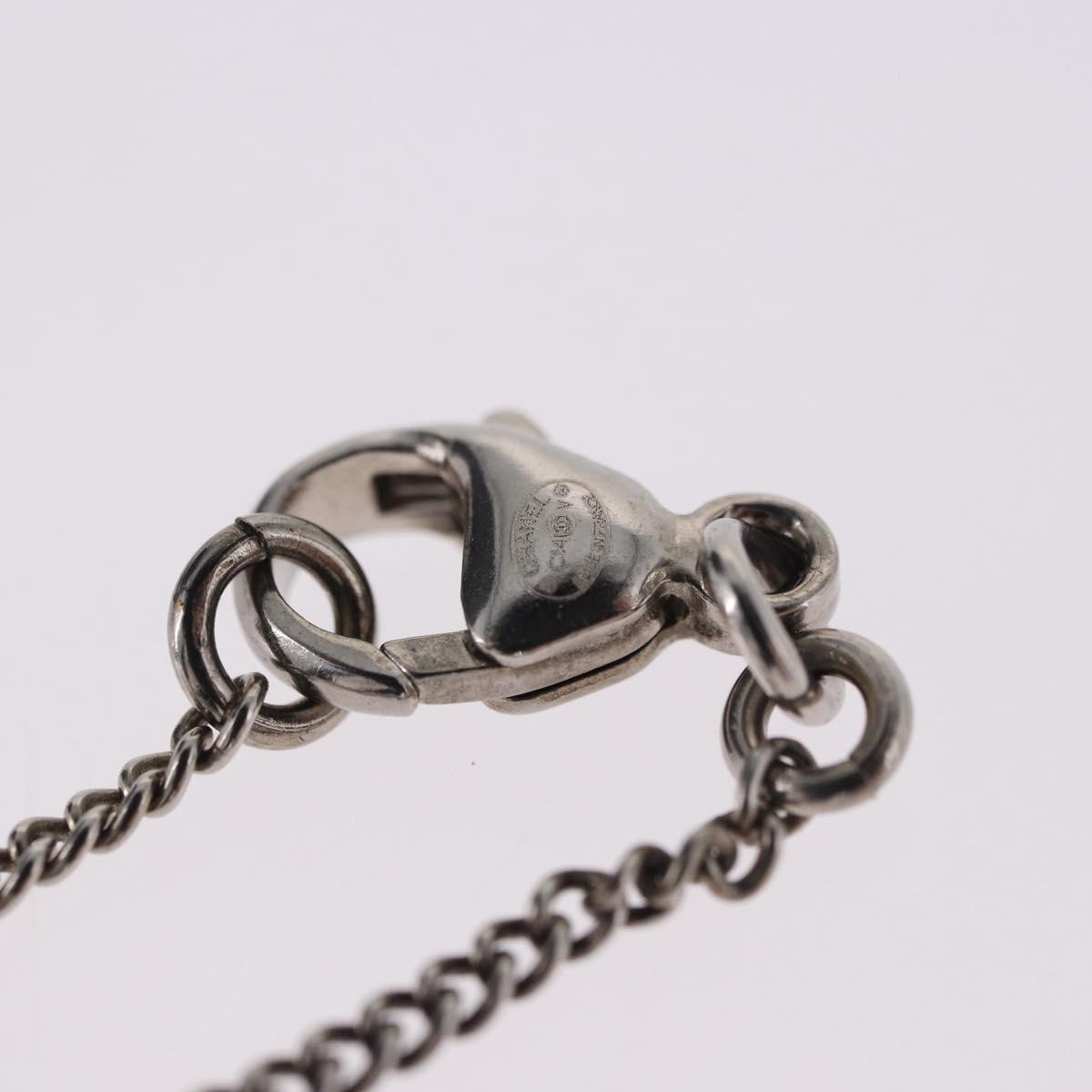 CHANEL COCO Mark Necklace Metal Silver CC Auth 198854V