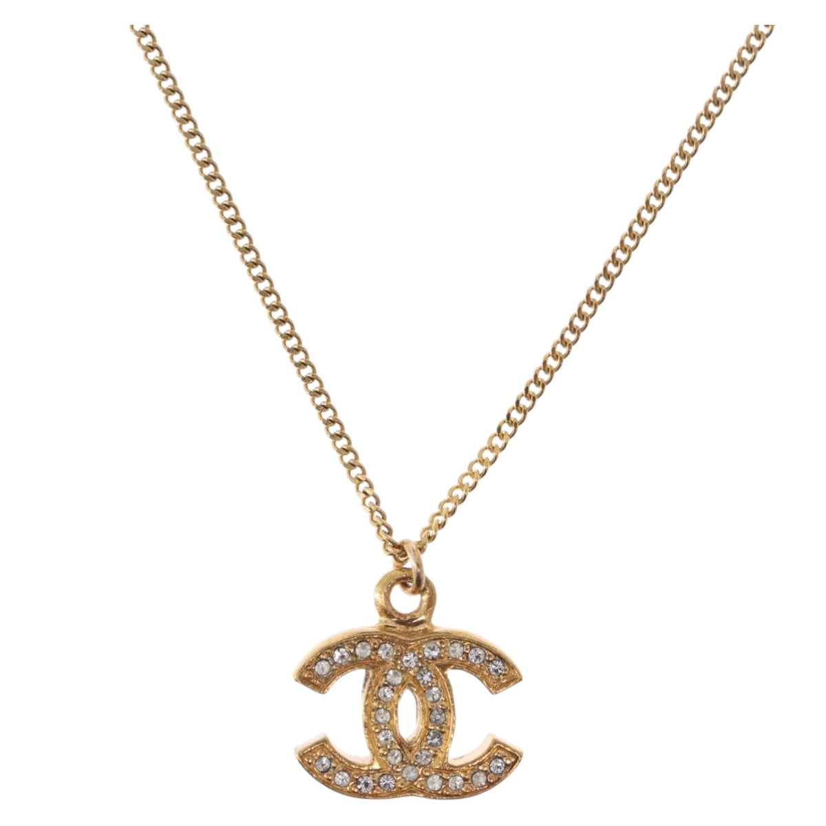 CHANEL COCO Mark Necklace metal Gold Tone CC Auth 198855V