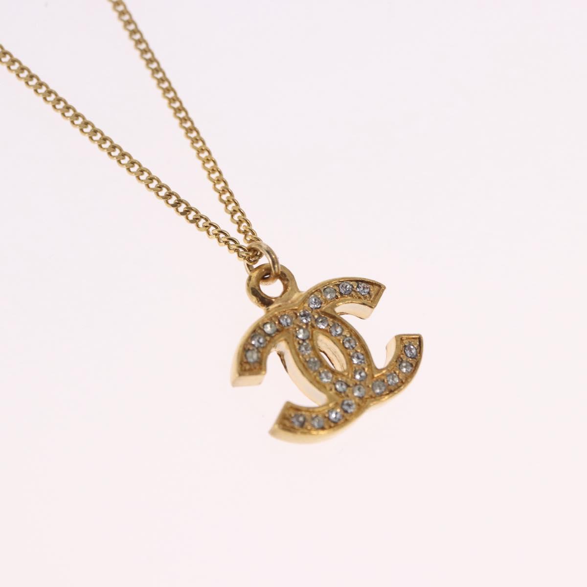 CHANEL COCO Mark Necklace metal Gold Tone CC Auth 198855V