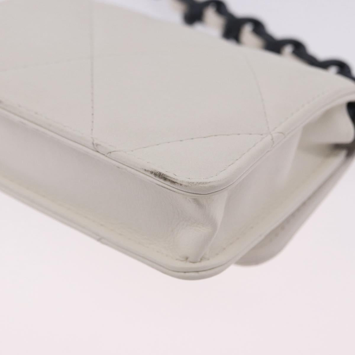 CHANEL chanel 19 Chain Wallet Lamb Skin White Silver CC Auth 198864M