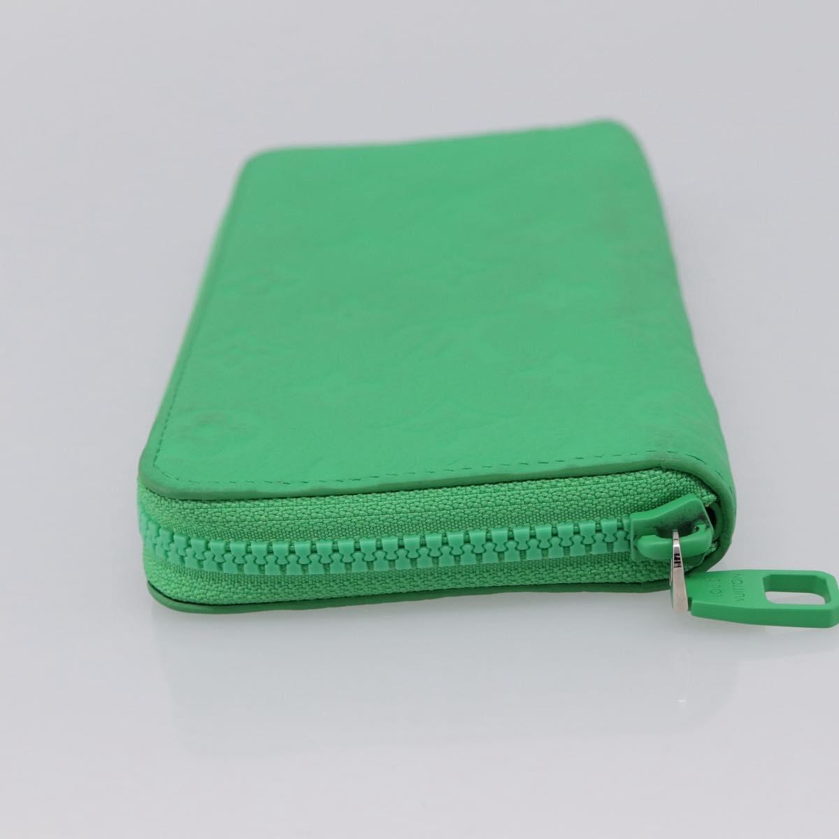 LOUIS VUITTON Taurillon Clemence Zippy Wallet Vertical Green M81549 Auth 198868M