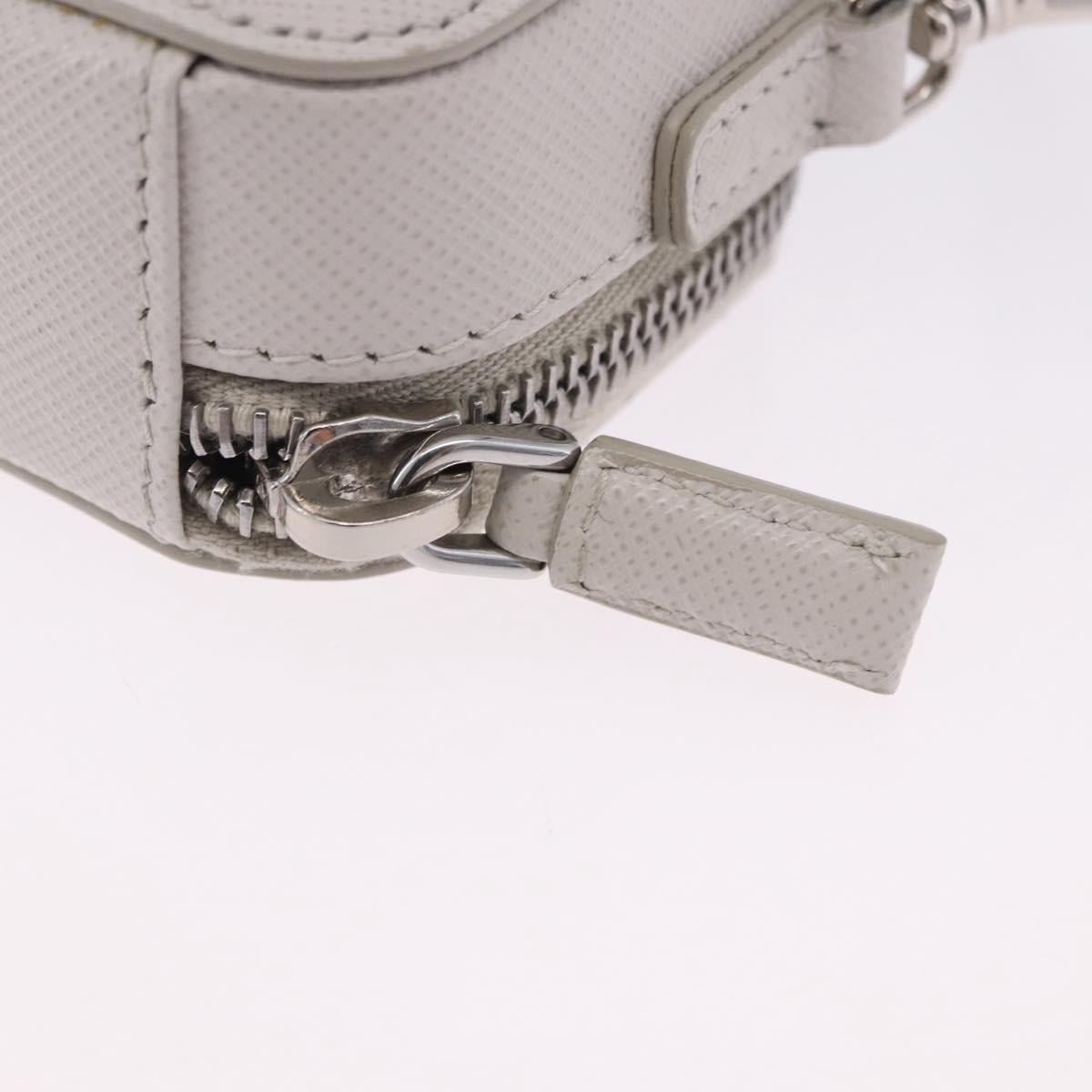 PRADA Shoulder Pouch Saffiano Ivory Silver Auth 198874V