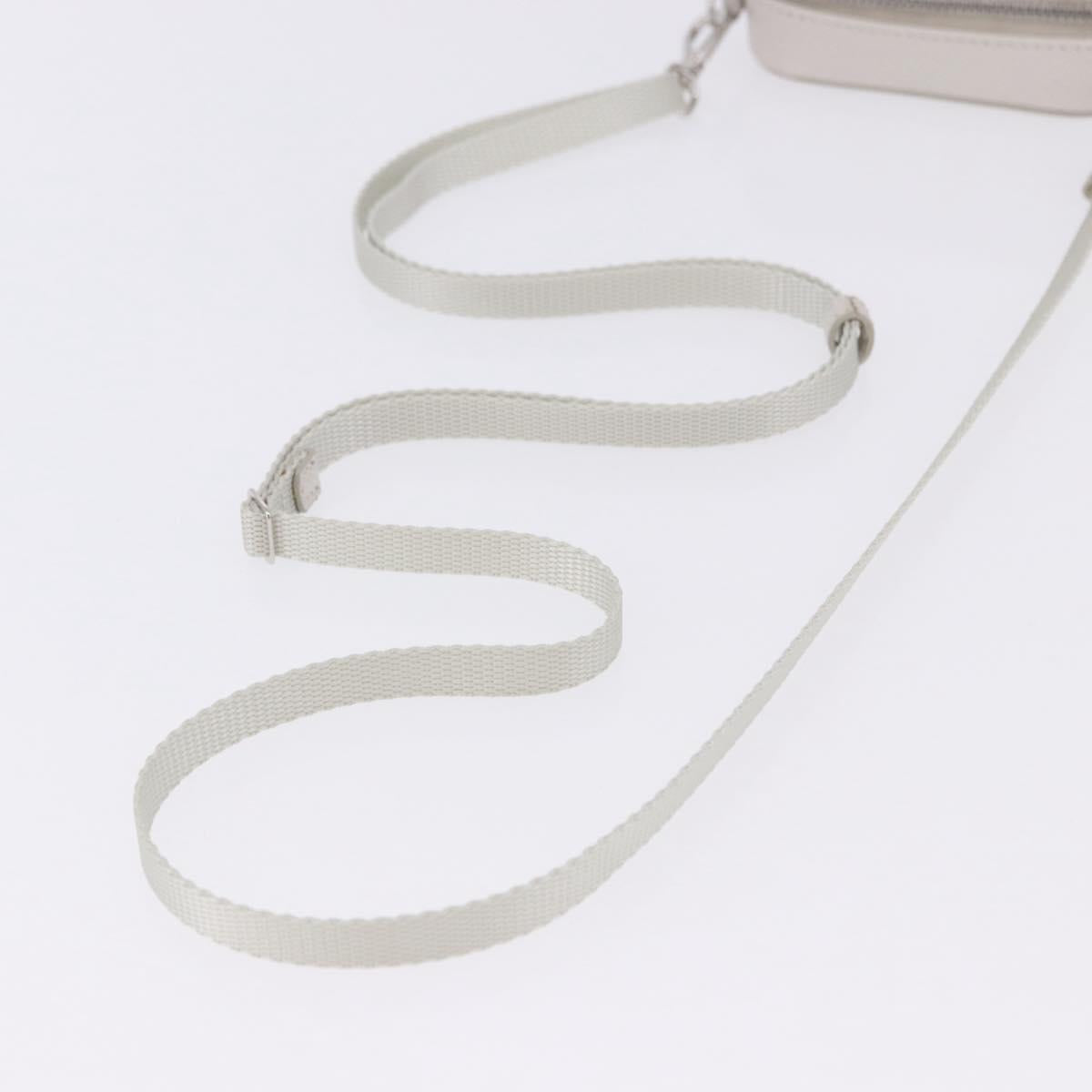 PRADA Shoulder Pouch Saffiano Ivory Silver Auth 198874V