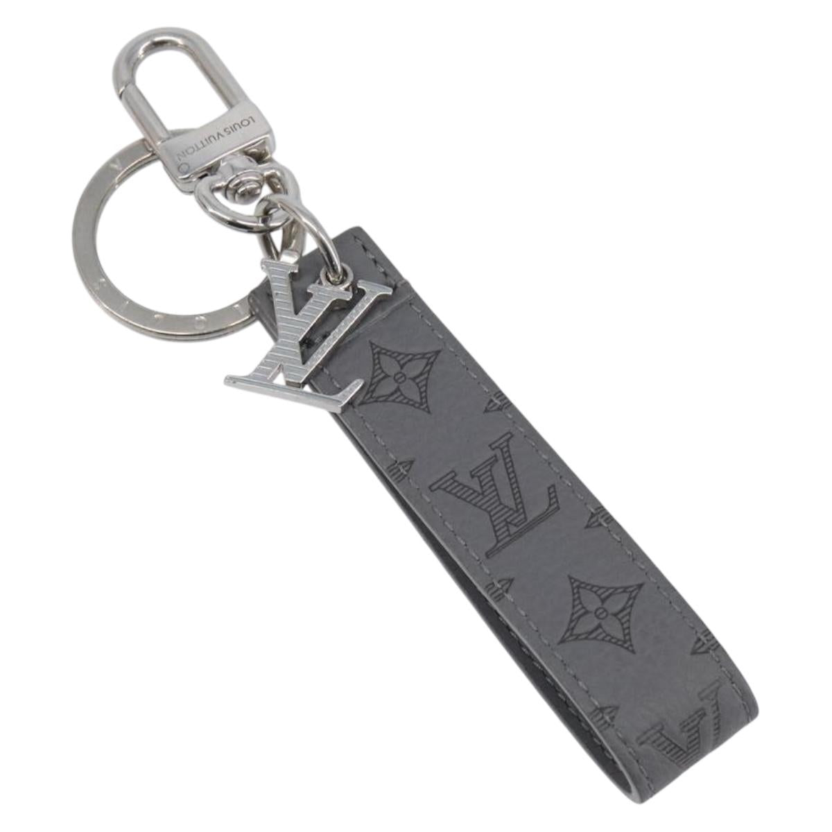 LOUIS VUITTON Monogram Shadow Key Holder Dragonne Gray M82373 LV Auth 198877M