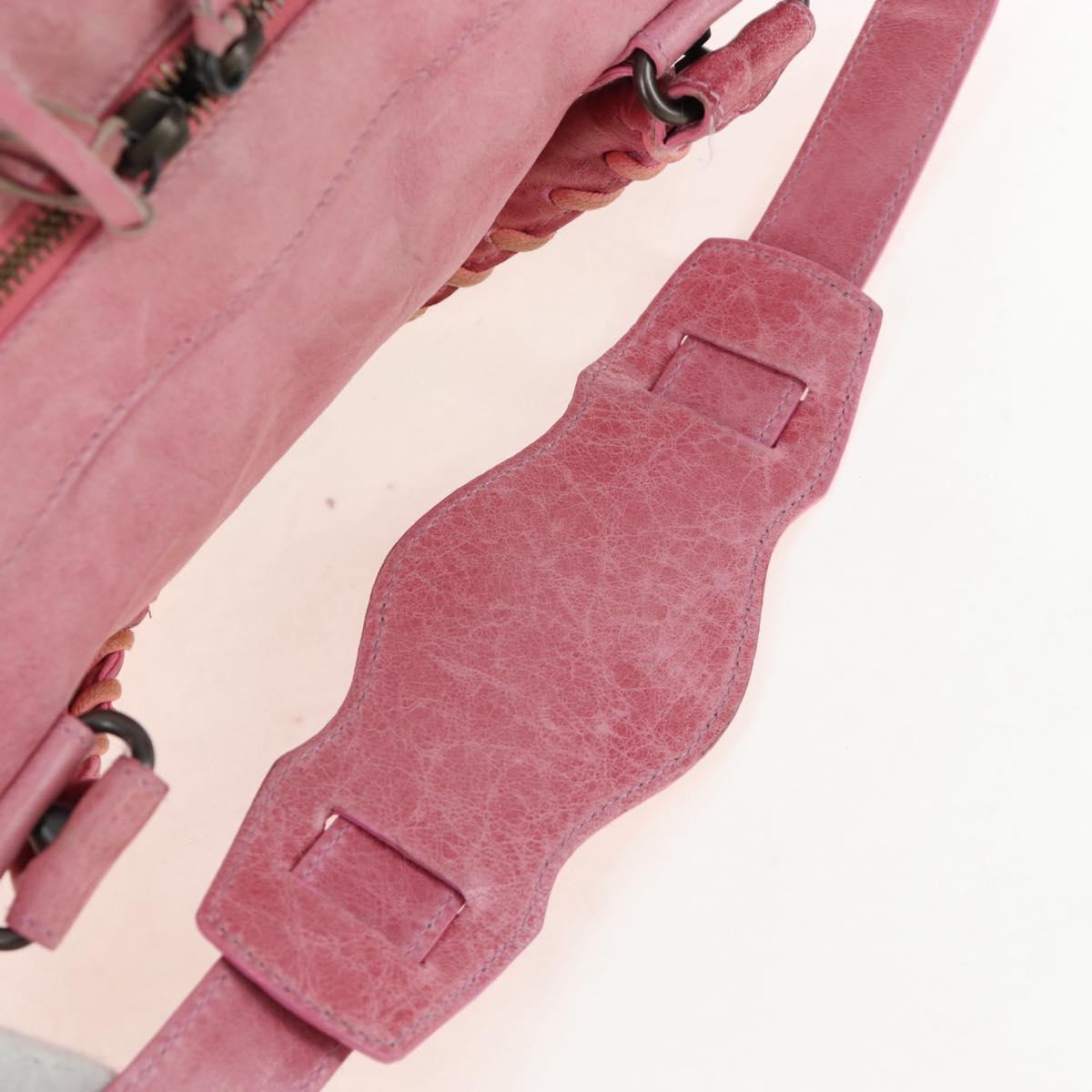 BALENCIAGA Zazigi Hand Bag Leather 2way Pink 128523 Auth 198882V