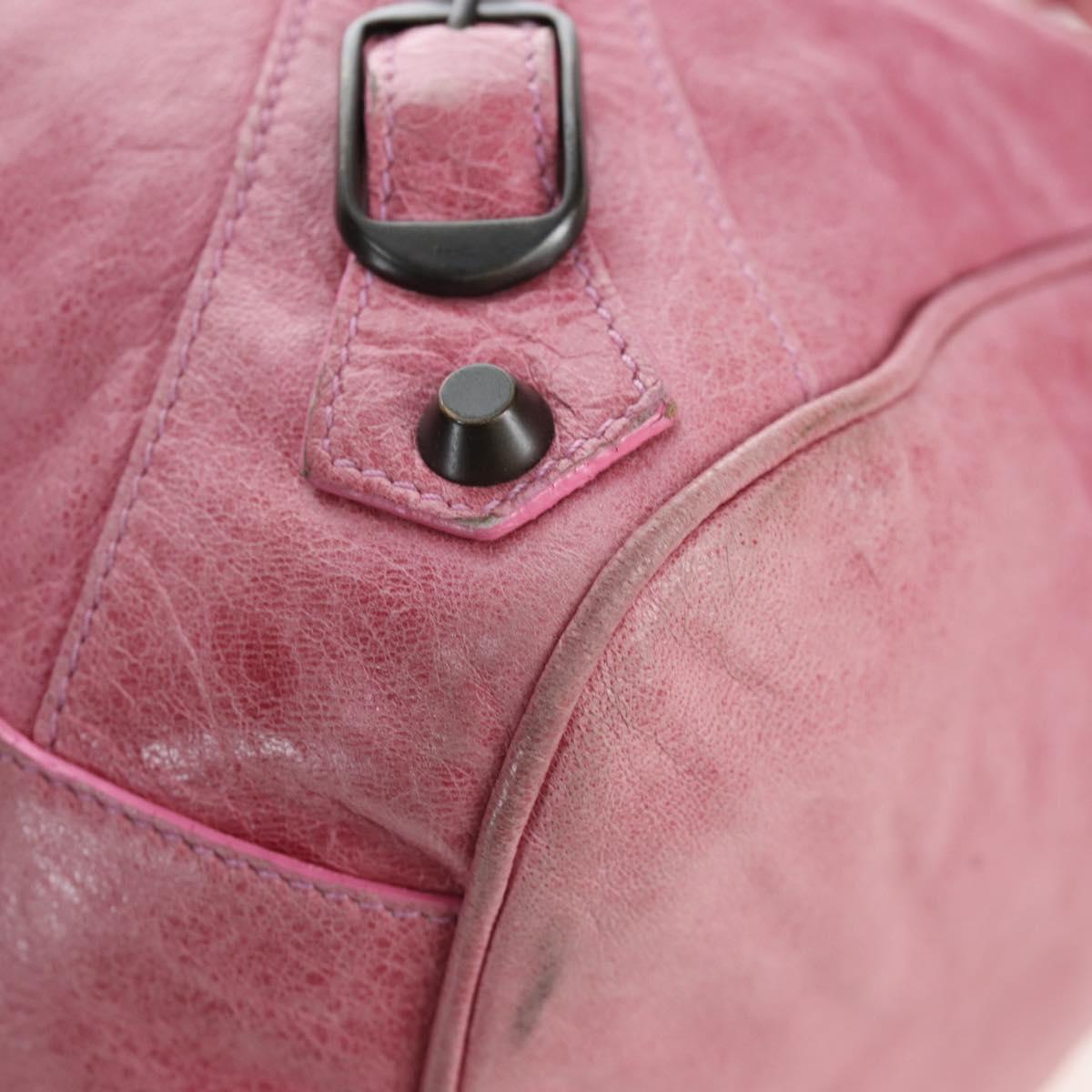 BALENCIAGA Zazigi Hand Bag Leather 2way Pink 128523 Auth 198882V