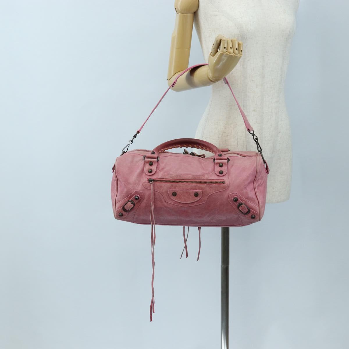 BALENCIAGA Zazigi Hand Bag Leather 2way Pink 128523 Auth 198882V