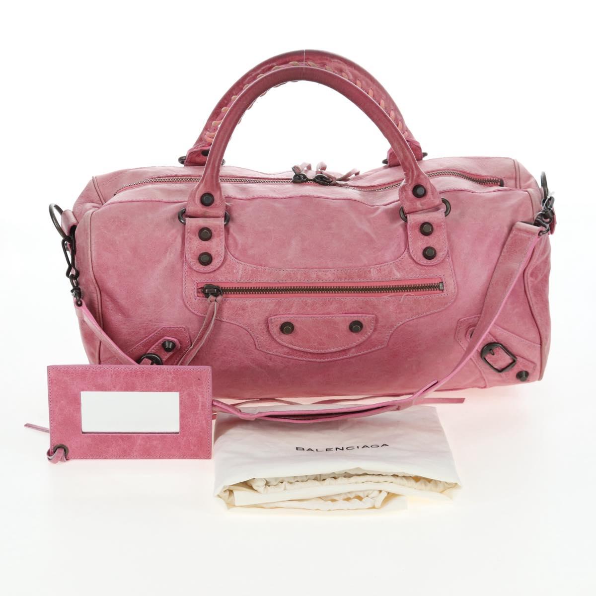 BALENCIAGA Zazigi Hand Bag Leather 2way Pink 128523 Auth 198882V