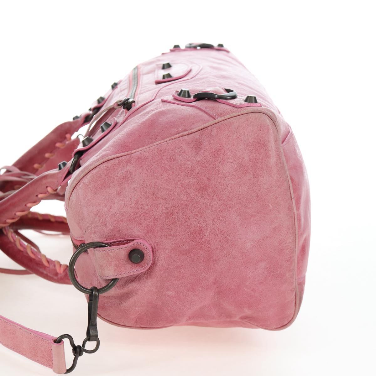 BALENCIAGA Zazigi Hand Bag Leather 2way Pink 128523 Auth 198882V