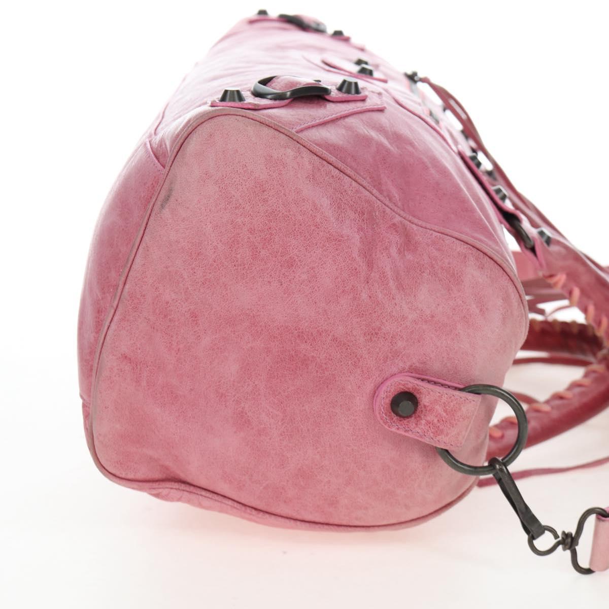 BALENCIAGA Zazigi Hand Bag Leather 2way Pink 128523 Auth 198882V