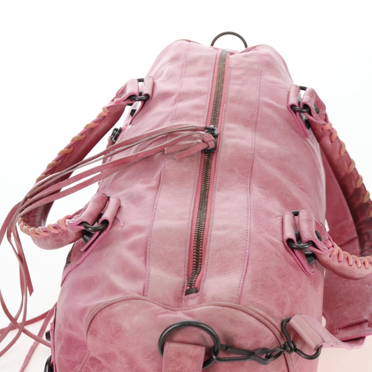 BALENCIAGA Zazigi Hand Bag Leather 2way Pink 128523 Auth 198882V