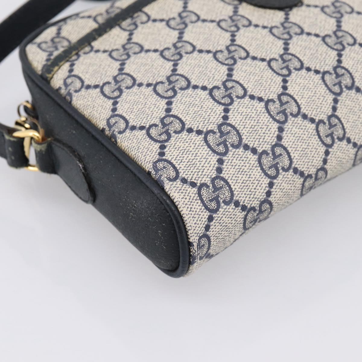 GUCCI GG Supreme Sherry Line Shoulder Bag PVC Navy Gold 116 02 089 Auth 198887