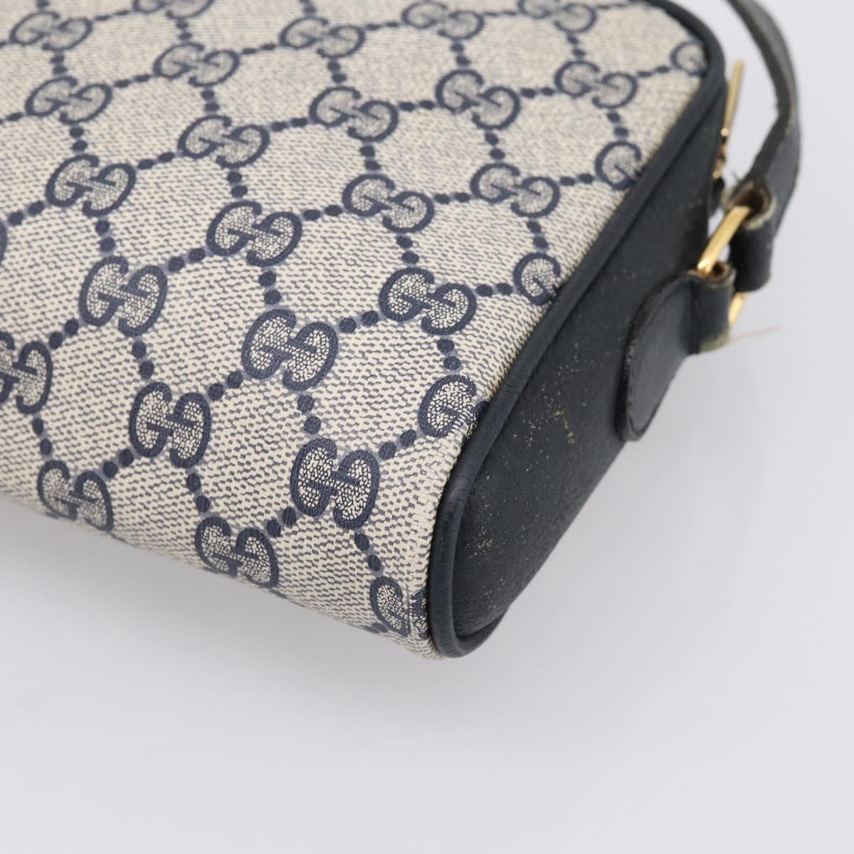 GUCCI GG Supreme Sherry Line Shoulder Bag PVC Navy Gold 116 02 089 Auth 198887