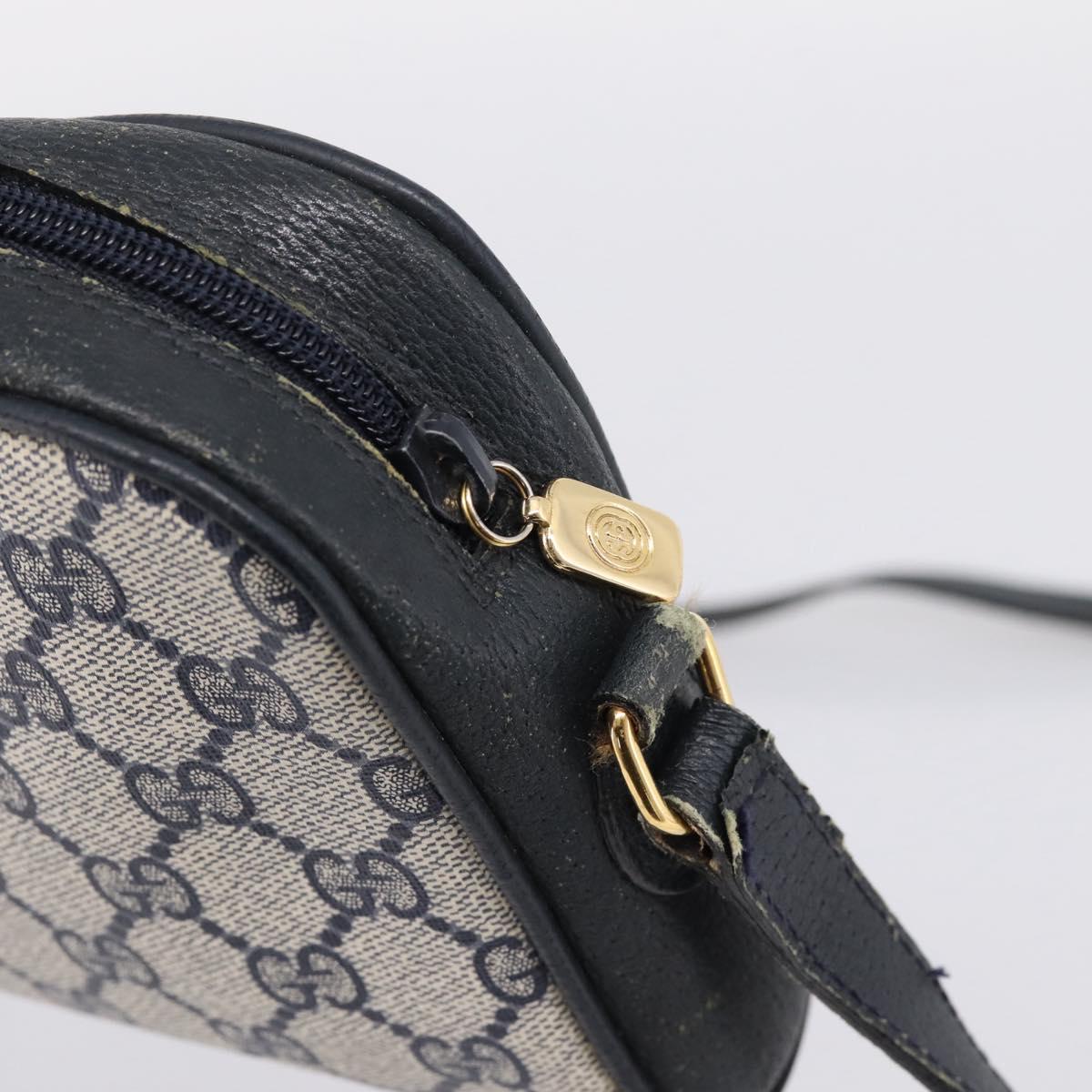 GUCCI GG Supreme Sherry Line Shoulder Bag PVC Navy Gold 116 02 089 Auth 198887