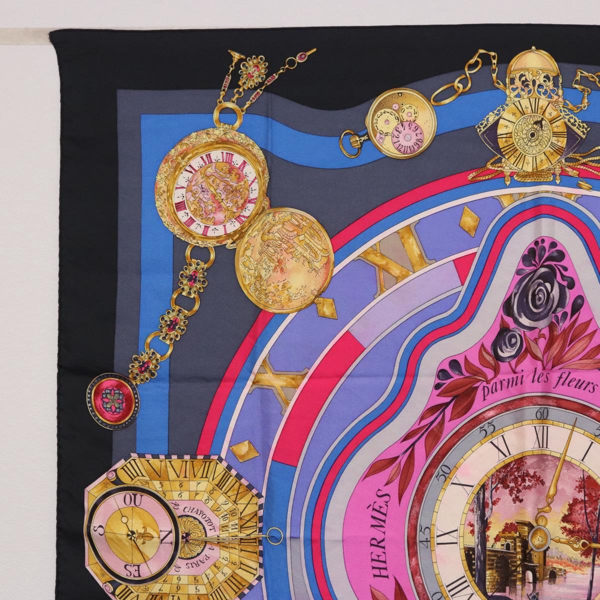 HERMES Carre 90 Scarf Silk Blue Pink Auth 198891