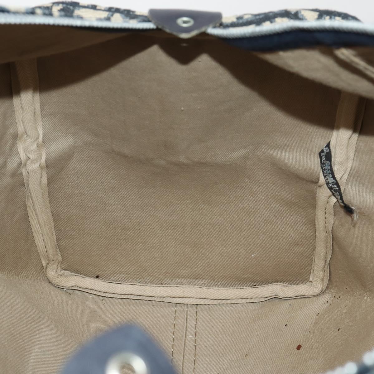 Christian Dior Trotter Canvas Boston Bag Navy Silver Auth 198893
