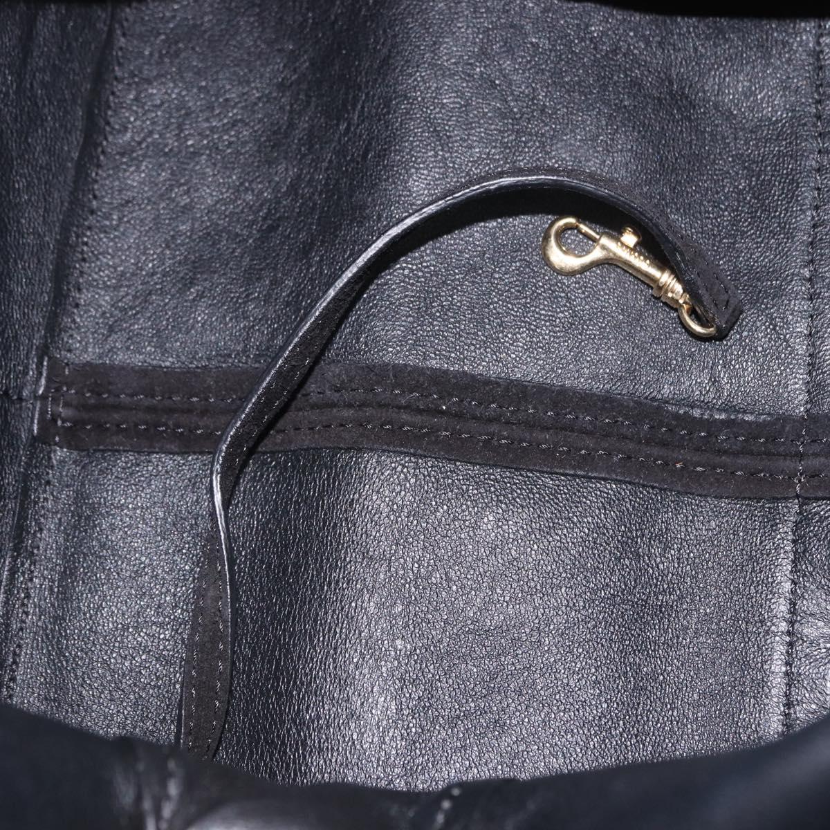 CELINE Chain Shoulder Bag Suede Black Gold Tone Auth 198925A