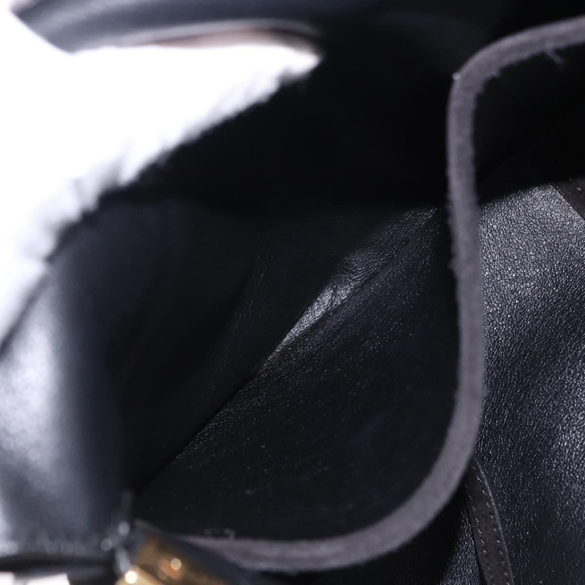 CELINE Chain Shoulder Bag Suede Black Gold Tone Auth 198925A