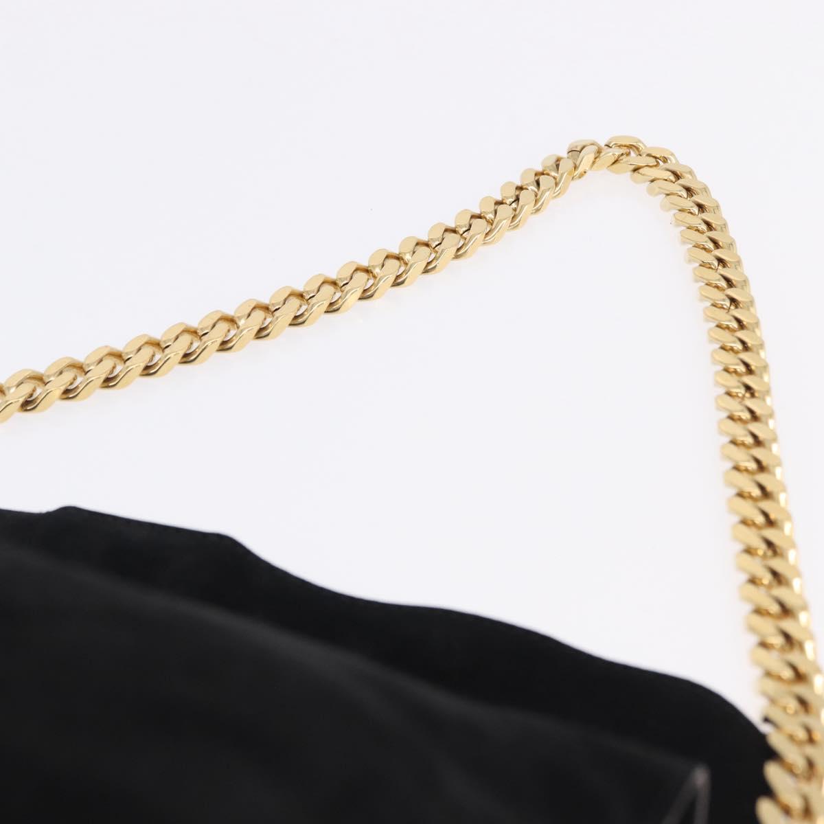 CELINE Chain Shoulder Bag Suede Black Gold Tone Auth 198925A