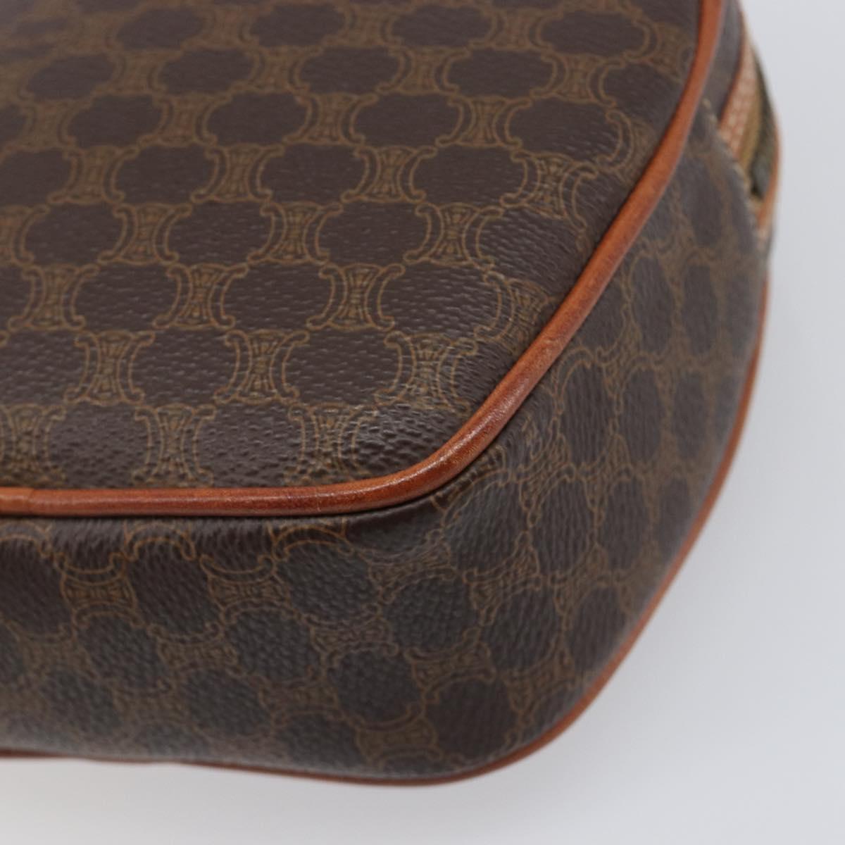 CELINE Macadam Shoulder Bag PVC Leather Brown Gold Tone Auth 198926