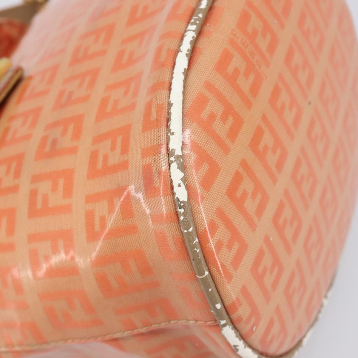 FENDI Zucchino Mamma Baguette Hand Bag Patent Orange Gold Tone Auth 198931