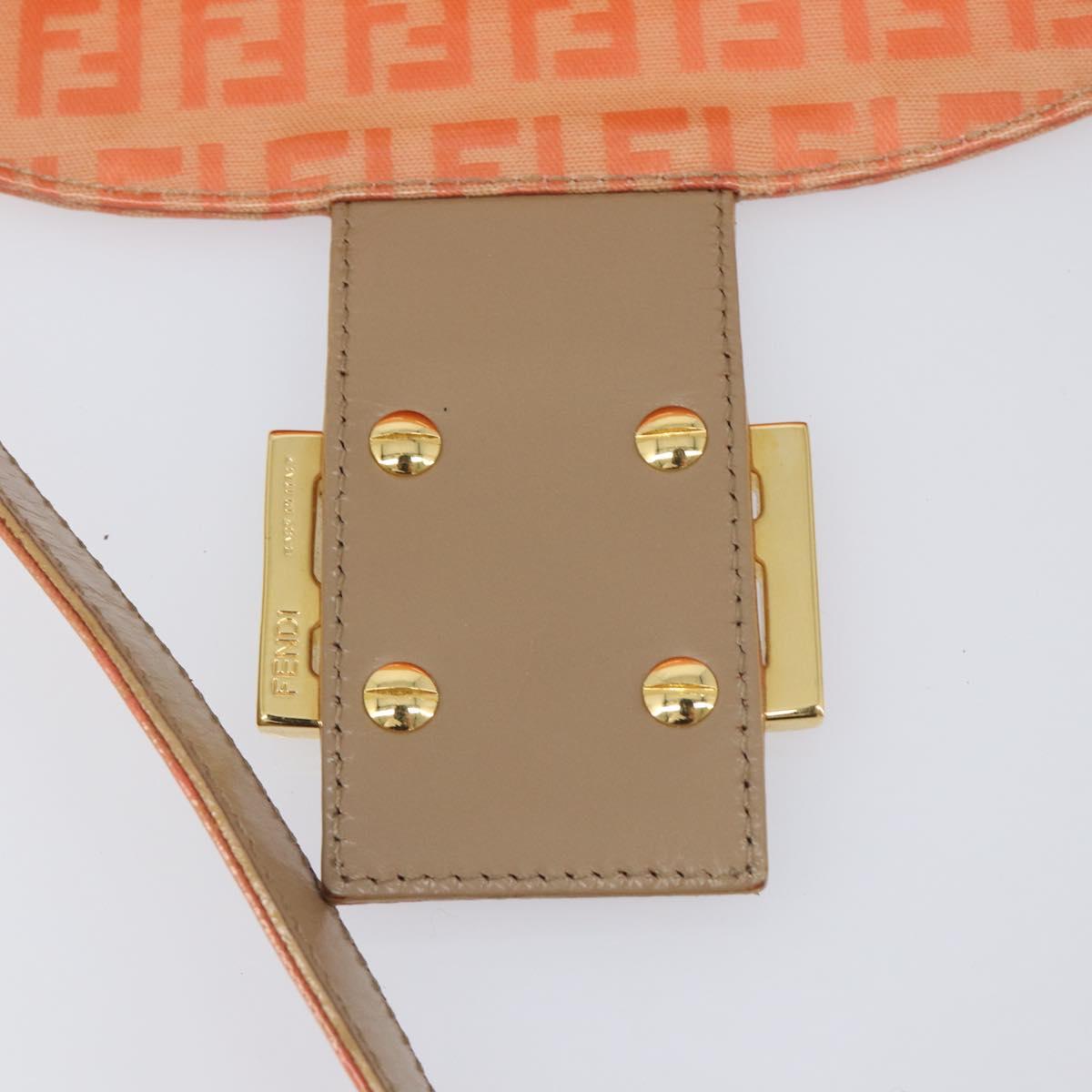FENDI Zucchino Mamma Baguette Hand Bag Patent Orange Gold Tone Auth 198931