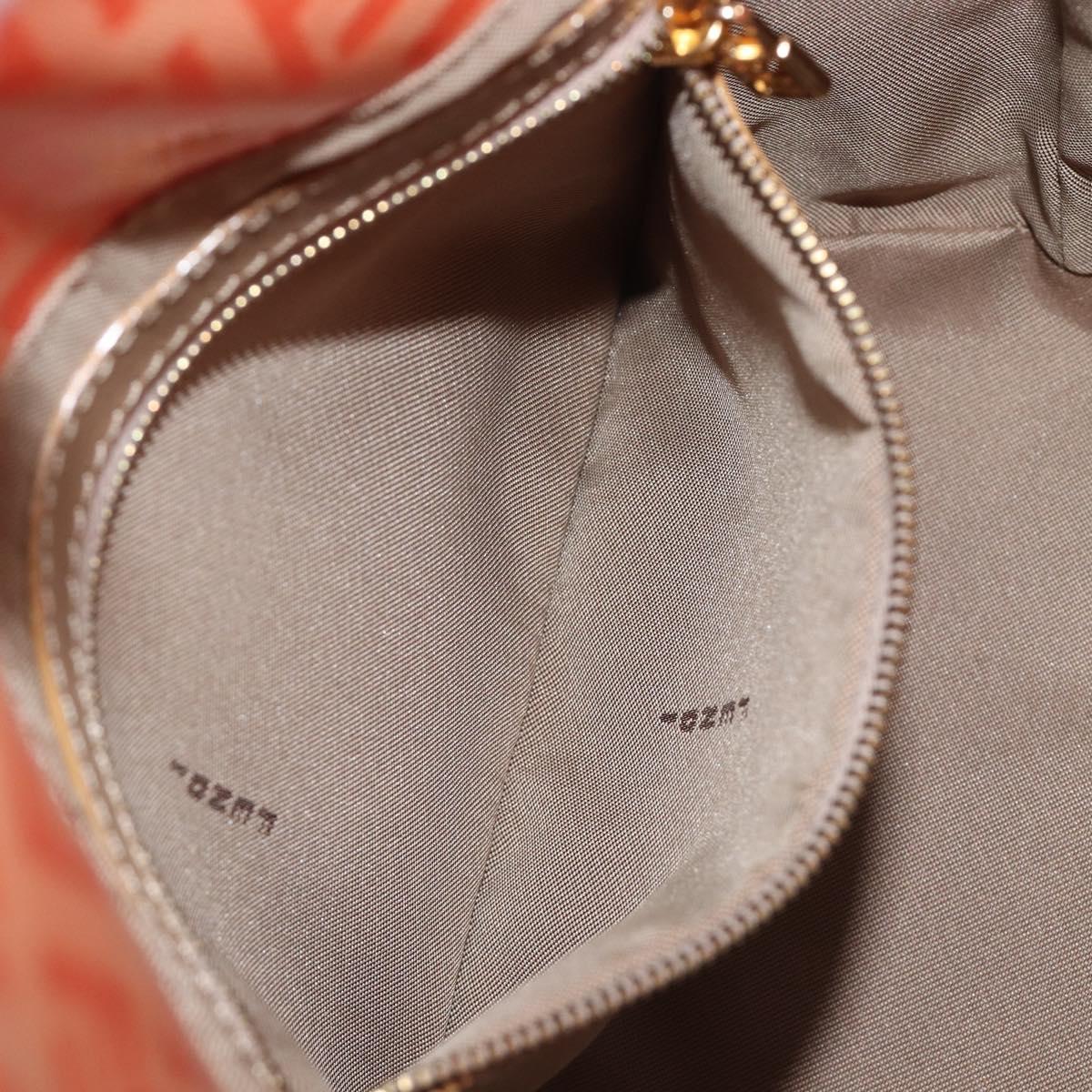 FENDI Zucchino Mamma Baguette Hand Bag Patent Orange Gold Tone Auth 198931